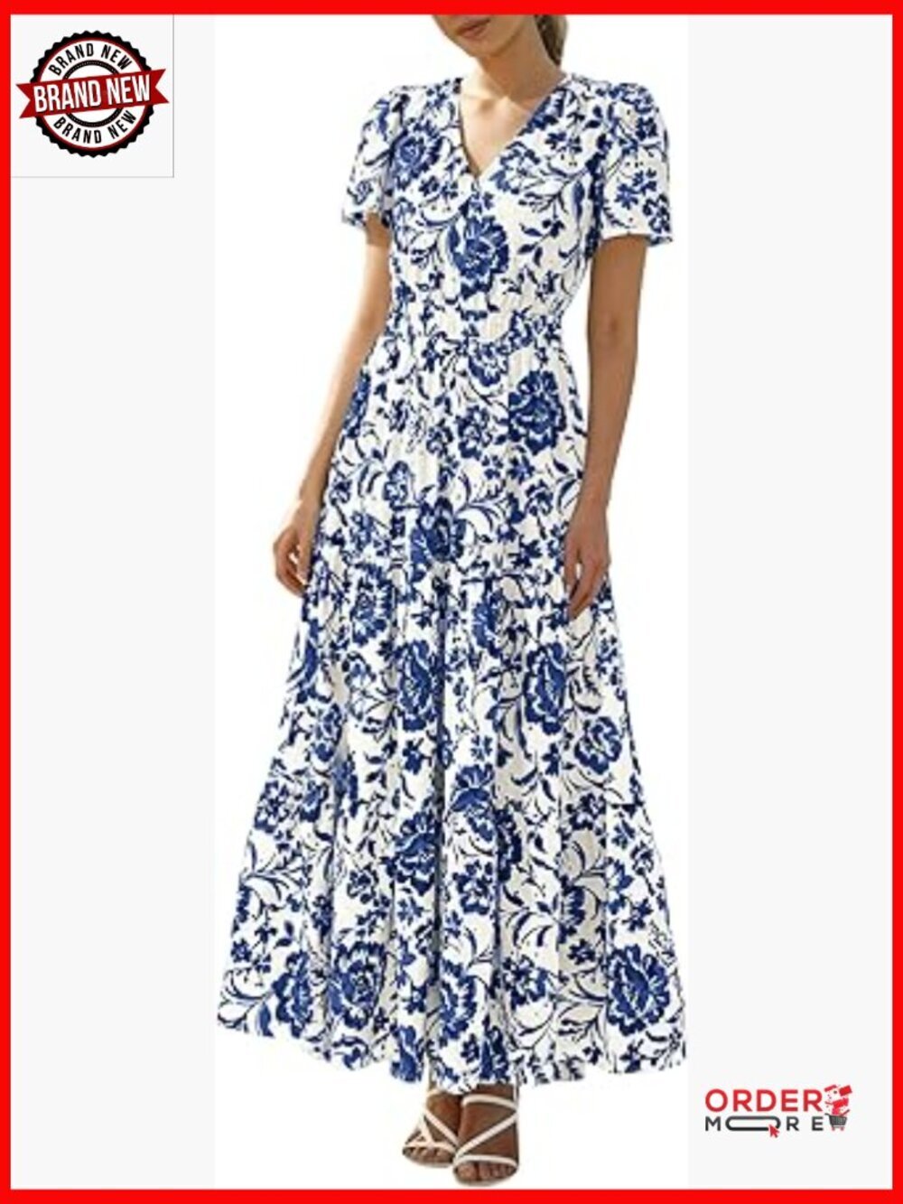 V Neck Hollow Out Eyelet A Line Flowy Maxi Dress Boho Beach Vacation Wedding
